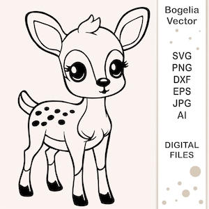 Cute Baby Deer Svg file, Cut file, Deer Svg, Woodland Animals, Forest Baby Animals, Kids Svg Design, Cricut, Silhouette, Shirt, Eps, Png