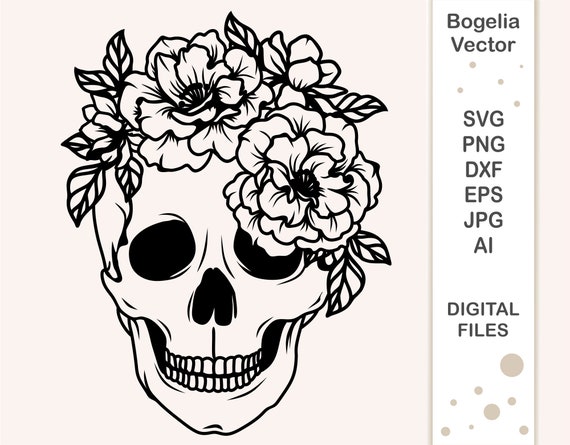 Floral Skull Svg, Skull Svg, Flower Skull Svg, Flower Skull Clip Art, Sugar  Skull Svg, Skull Vector, Skull Flower Crown svg, Skull shirt