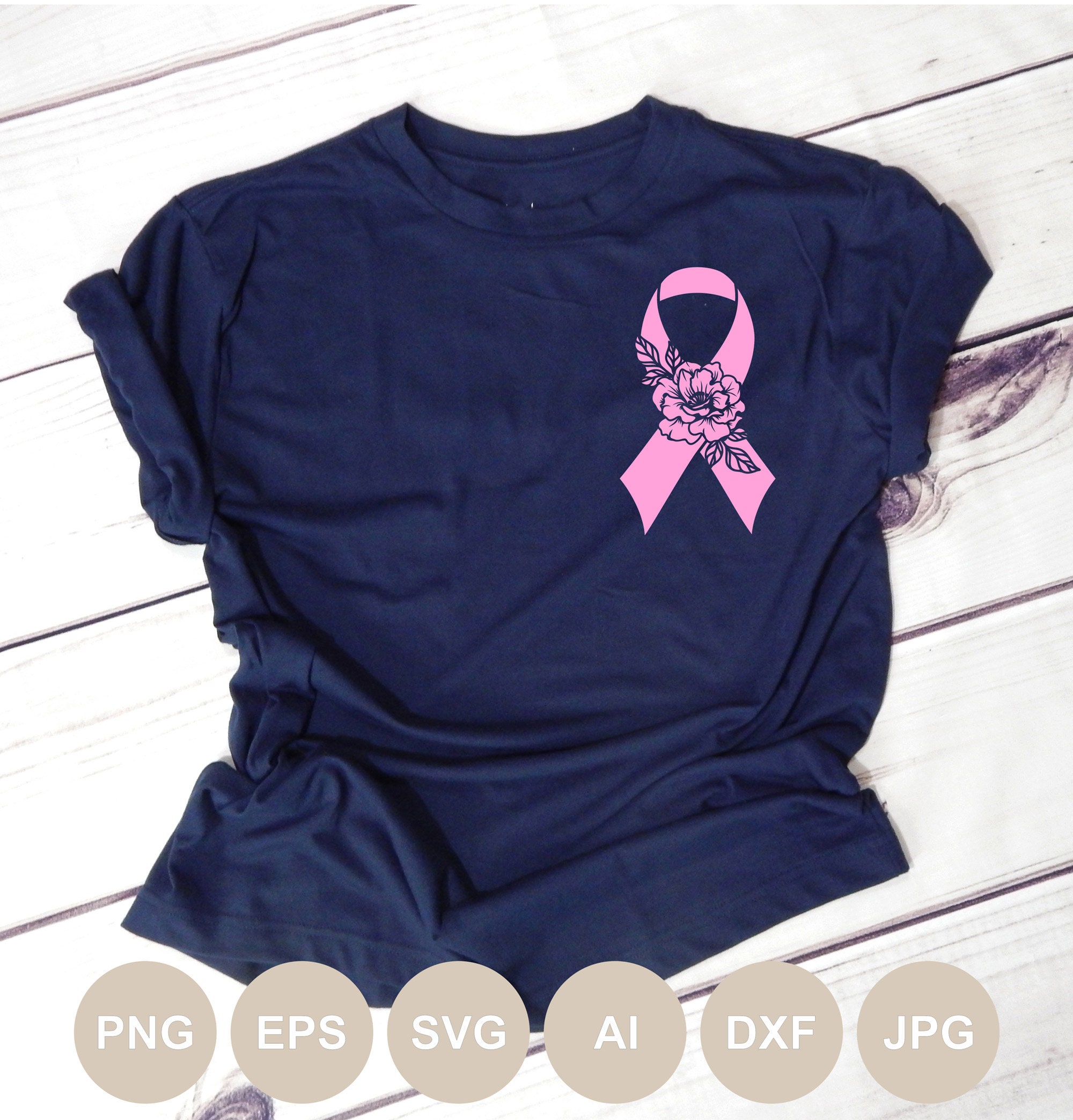 Awareness Ribbon Svg, Breast Cancer Ribbon Svg, Cut File, Floral Pink Ribbon  Svg, Ribbon With Flowers Svg Shirts, Recovery, Survivor, Cricut 