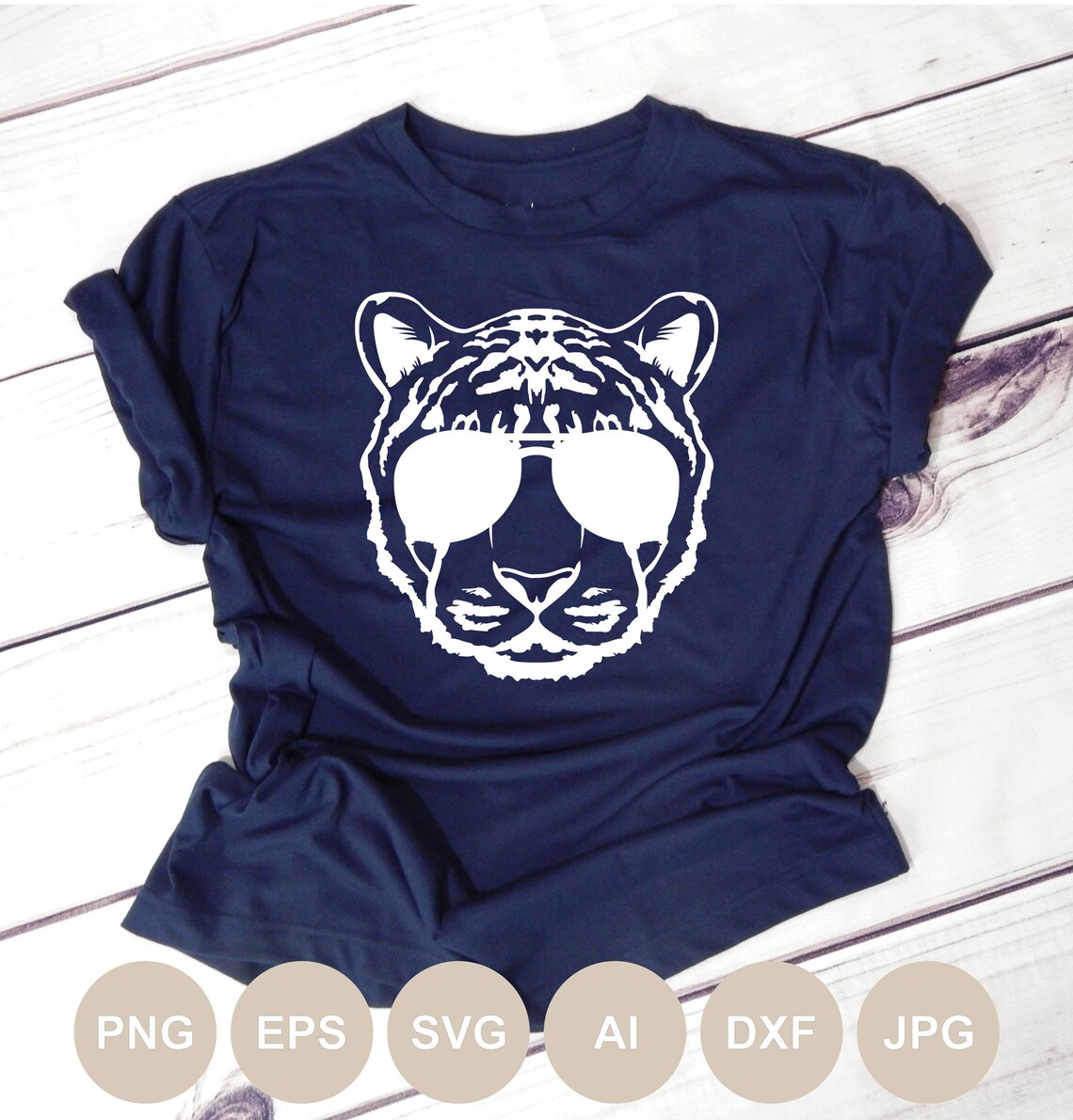 Tiger With Glasses Svg, Tiger Svg File, Tiger Cut File, Animal Svg ...