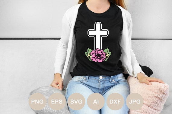 Floral Cross Svg Cross With Flowers Svg Svg Cut File - Etsy