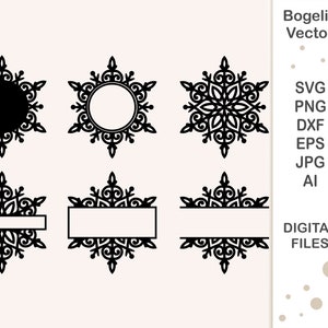 Snowflake Svg, Snowflake Cut file, Christmas Svg Designs, Winter Svg for Shirts, Christmas Ornament, Frame Svg, Holiday Laser Cut, Cricut
