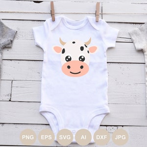 Cute Cow Face Svg Cut file, Layered file, Cow Head Svg, Baby Cow svg, Farm Animal Svg, Baby Animal Svg, Cricut, Silhouette, Clipart, Shirt
