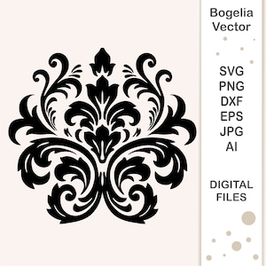 Damask Element Svg Cut file, Damask Stencil Svg, Damask Svg, Vintage Pattern Svg, Clipart, Cricut, Silhouette, Dxf, Png, Eps, Vector