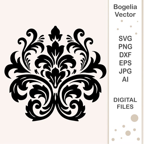 Damask Element SVG Cut File, Vintage Pattern Clipart (Digital Download)