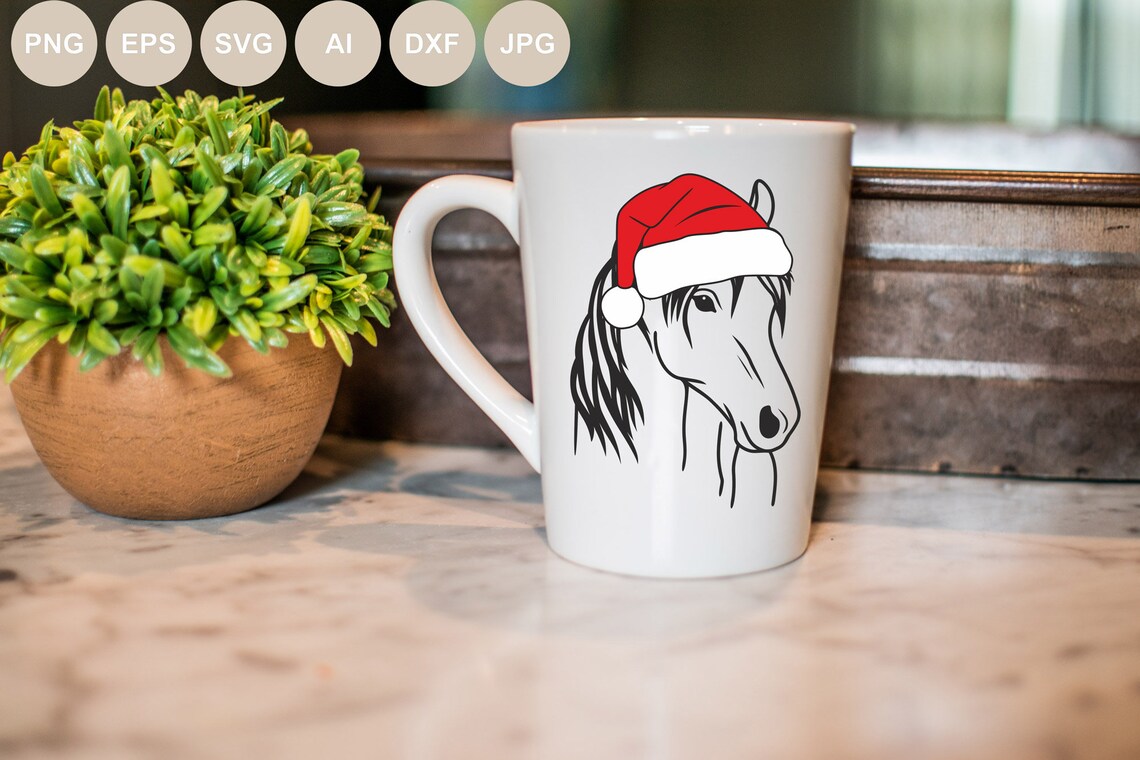 Horse With Santa Hat Svg Christmas Svg Svg Cut File Horse - Etsy