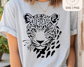 Leopard SVG, Leopard Gesicht SVG, Wildkatze Clipart PNG, Safari Tier Vektor, Dschungel Wildtiere Cricut Cut Datei, Lasergravur Datei