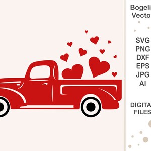 Valentine Truck SVG | Cute Valentine&#39;s Day Truck Clipart | Love, Hearts Design | Instant Download