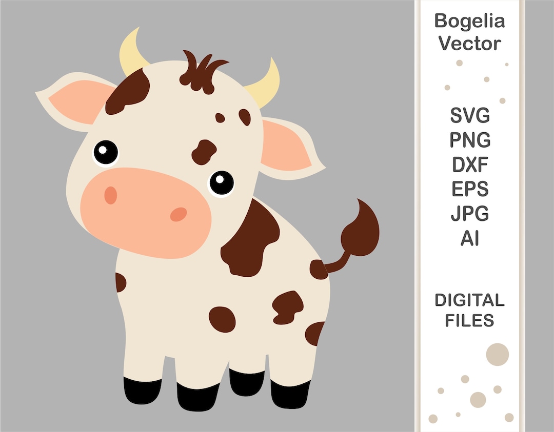 Cute Baby Cow Svg Cut File, Farm Animal Svg, Kid Farm, Layered Svg File