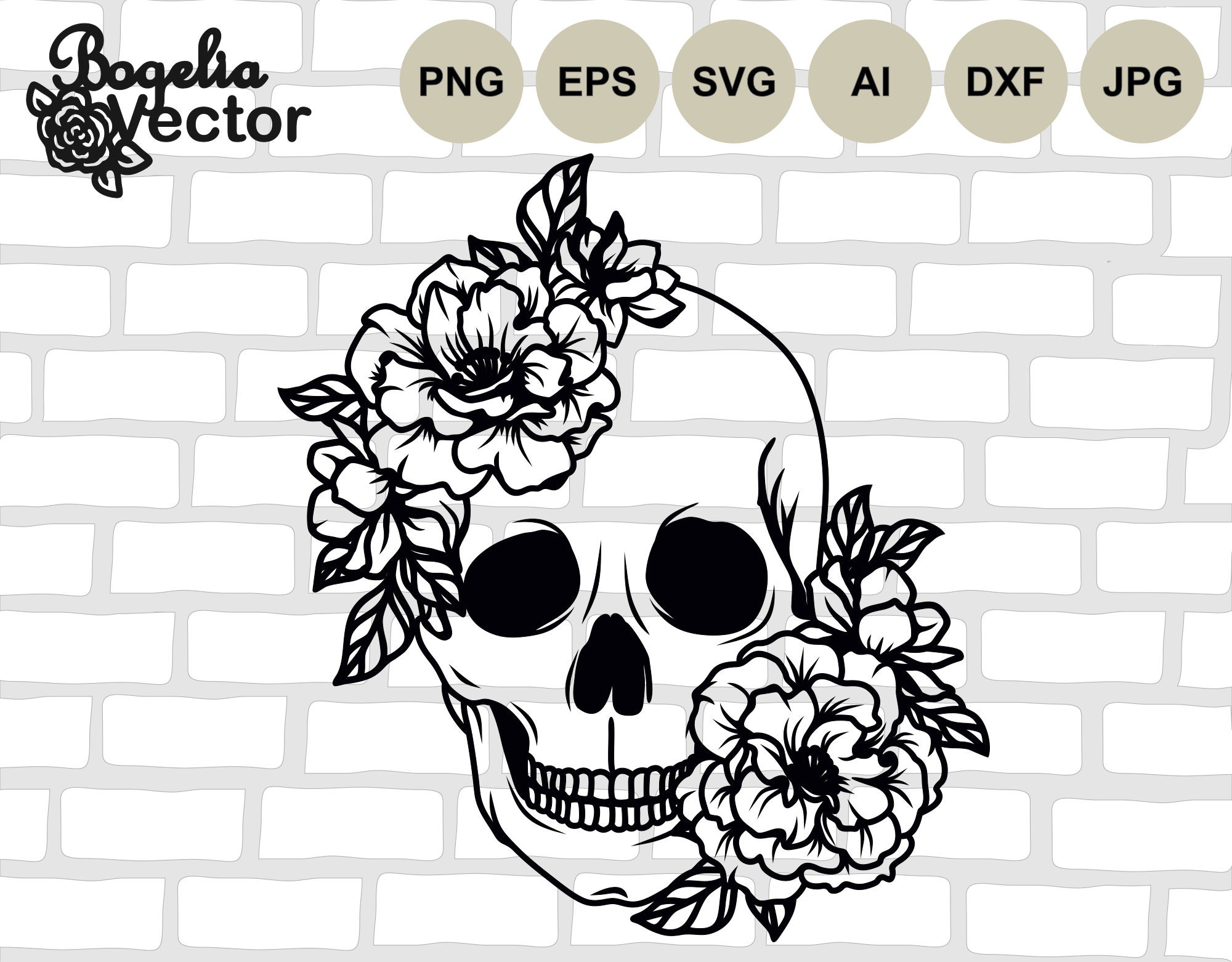 ZINGARO SKULLS & FLOWERS BLUE SIGNAL×4
