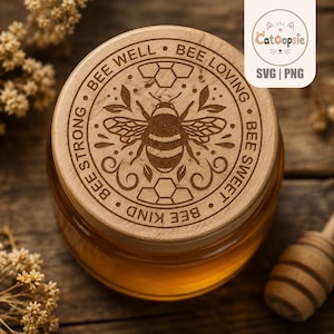 Bee Quote SVG, Bee Well Bee Loving Vector, Bumblebee PNG, Honeycomb Design, Beekeeper Gift, Laser Engraving Cricut Cut File