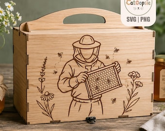 Imker SVG PNG, Zuhause ist, wo die Bienen sind SVG, Imkerei-Vektor, Imker mit Wabenrahmen PNG, Lasergravur-Design