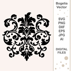 Damask Element Svg Cut file, Damask Stencil Svg, Damask Svg, Vintage Pattern Svg, Clipart, Cricut, Silhouette, Dxf, Png, Eps, Vector