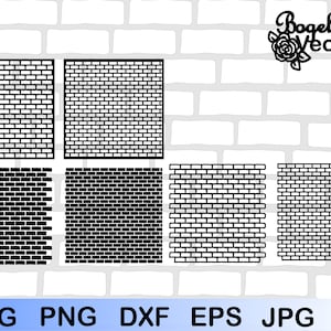 Svg de brique, fichier de coupe, modèle de pochoir Svg, lot de Svg de mur de briques, Cricut, fichier découpé au laser, Dxf, vecteur, bricolage, fichier numérique, Silhouette