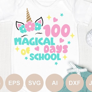 Adorable Unicorn Face SVG for School, Teacher, and Cricut Projects - 100 Days Celebration Design,Cut file, Unicorn Svg, Cricut, Stars