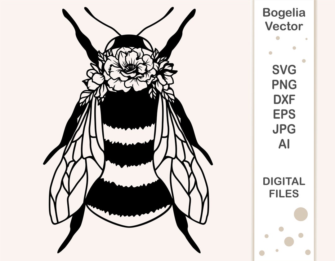 Bee With Flowers Svg, Cut File, Floral Bee Svg for Shirts, Bumble Bee ...