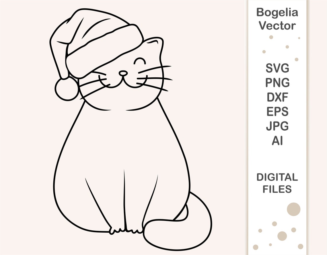 Cat Santa Hat Svg Christmas Svg Christmas Cut File Cat in Etsy