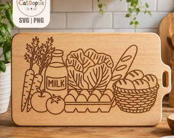 SVG- und PNG-Bundle mit frischen Lebensmitteln vom Bauernhof, Cliparts zum Thema Bauernmarkt, Vektor-Set für Lebensmittel und Küche, Cricut-Schnittdateien zum digitalen Download und Gravuren