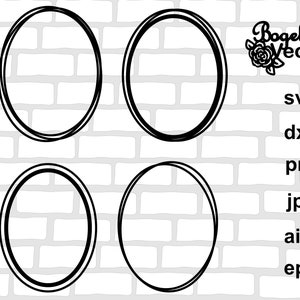 Oval Frame Svg File, Oval Frame cut file, Double Frame, Bundle, Wedding, Geometric, Oval Border, Silhouette, Outline, Printable, Birthday