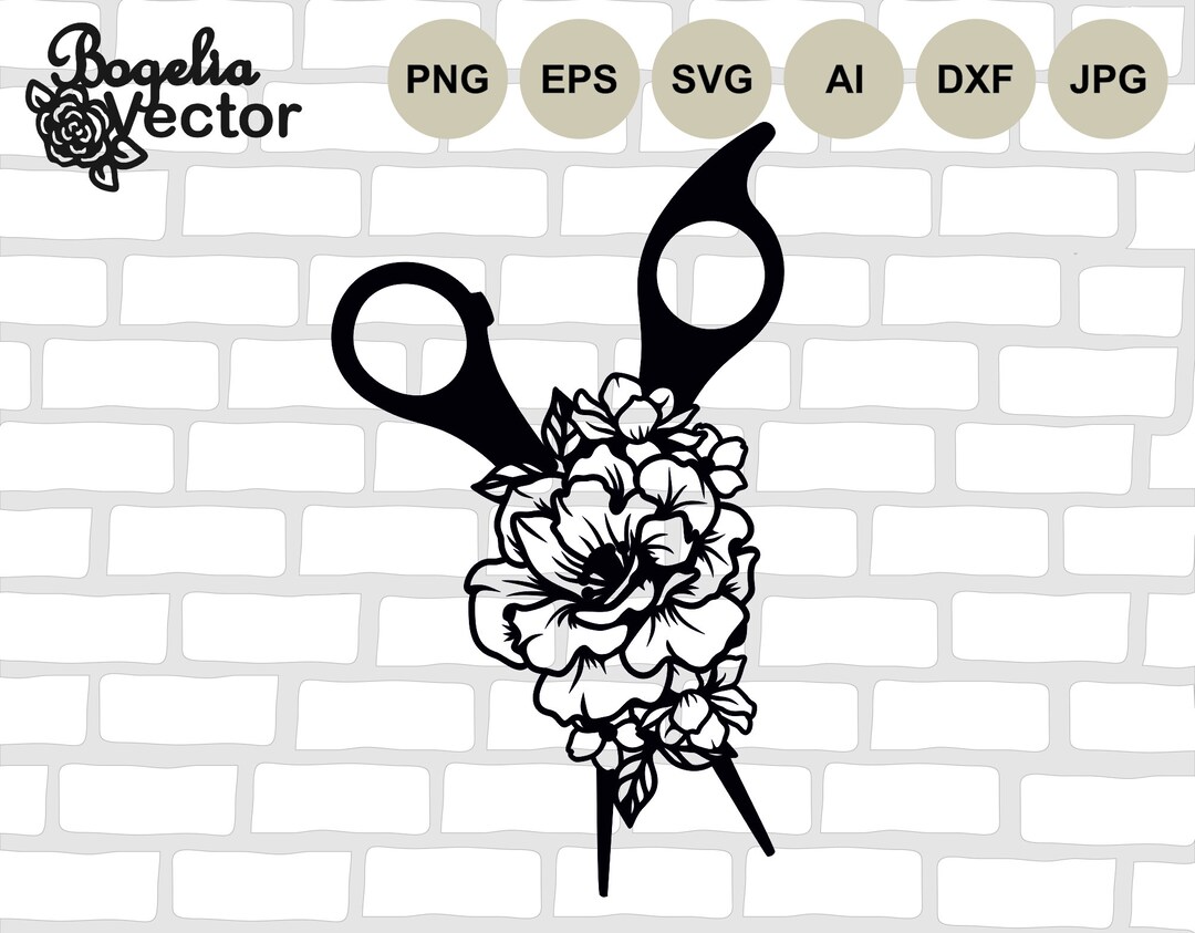 Floral Scissor Svg, Hair Dresser Svg File, Scissor Cut Files, Scissor