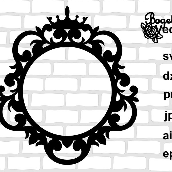 Frame Crown Svg, Crown Svg, Frame Svg, Frame cut file, Monogram Frame Svg file, Royal Frame png, Crown Royal Svg File For Cricut, Mirror svg