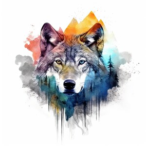 Wolf and Forest Double Exposure Head Clipart 9 High Quality - Etsy