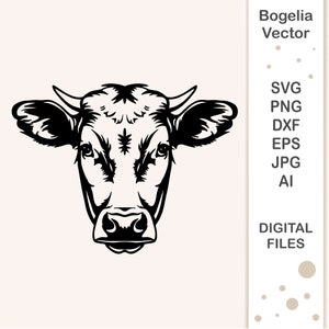 Cow Head SVG Cut File, Perfect for T-Shirts, Mugs, Farmhouse Decor, and DIY Crafts, Instant Download