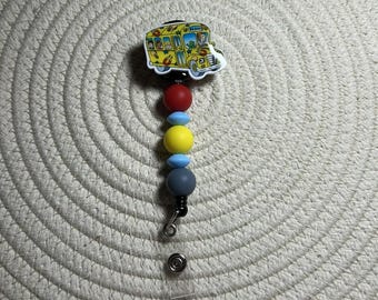 Magic School Bus Beaded Badge Reel