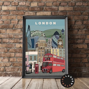 London Landmarks Print - St Paul’s, London Bridge, the Shard, London Cityscape, London Poster
