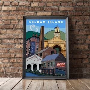 Sheffield Poster. Kelham Island landmarks print. Cityscape.
