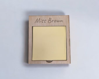 Regalo personalizzato per insegnanti - Porta post-it personalizzato / Cancelleria per ufficio di ringraziamento di fine anno