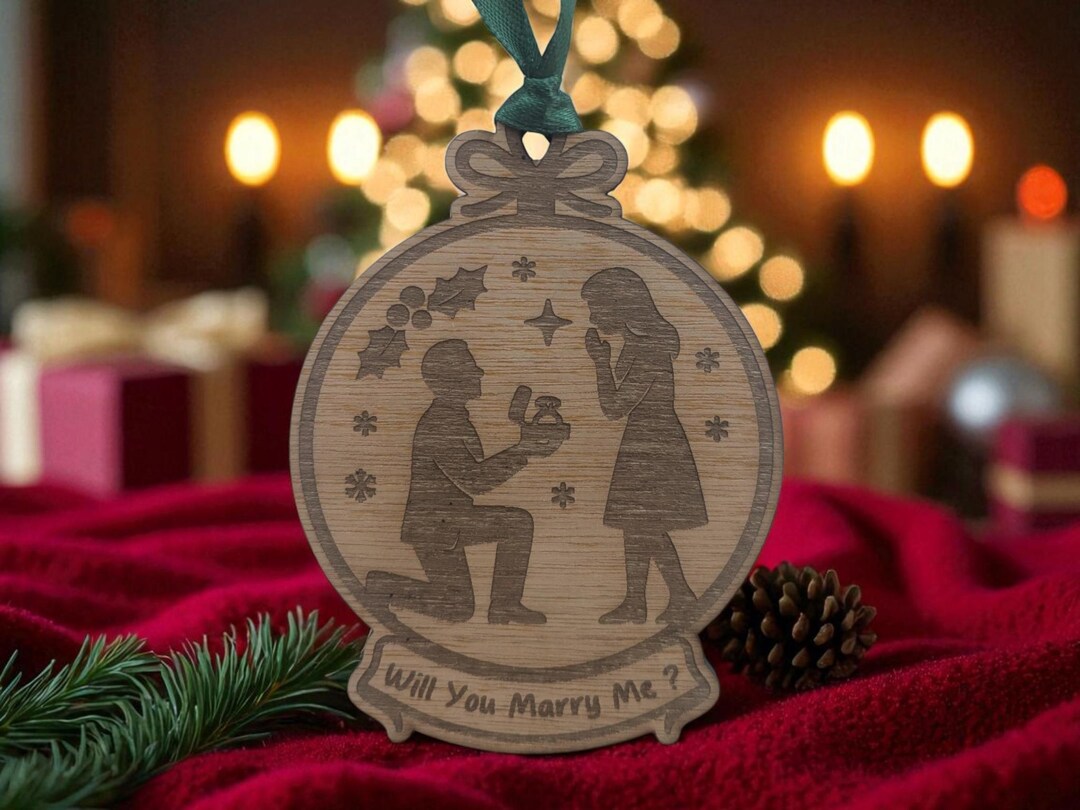 Personalised “will You Marry Me?” Christmas Bauble, Wooden Tree ...