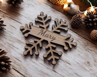Personalised Christmas Snowflake Place Names Ornaments | Festive Table Decorations & Unique Xmas Décor