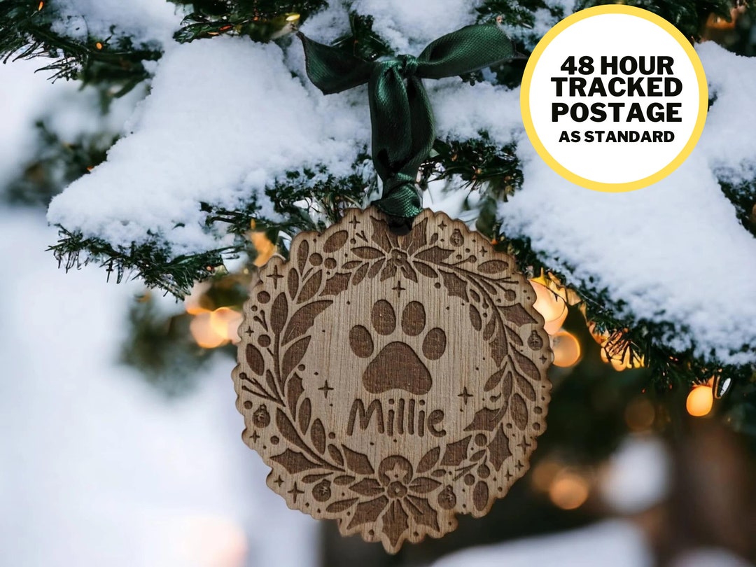 Personalised Dog Christmas Bauble Paw Print Custom Ornament Etsy