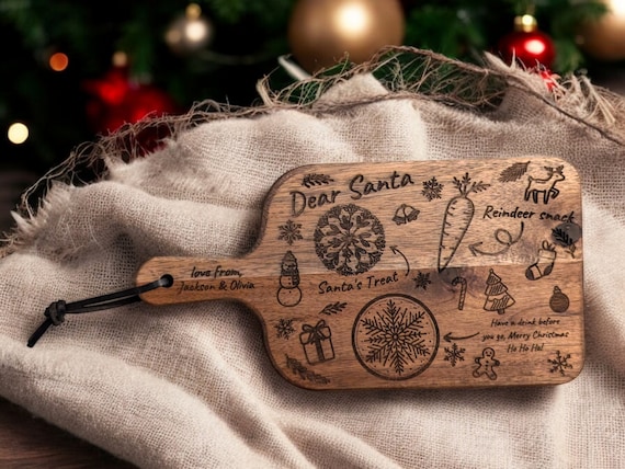 Personalized Santa Christmas Eve Treat Board | Engraved Acacia Wood
