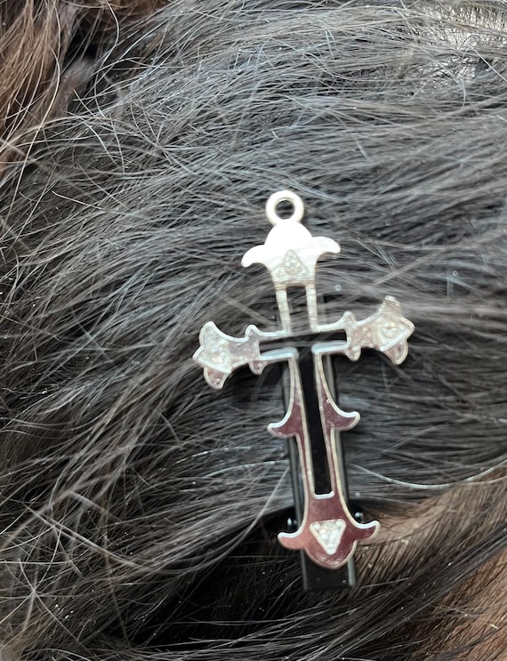 Gothic Cross Hair Clip, Black & Silver Tone (2 Pcs) - Etsy display picture 1