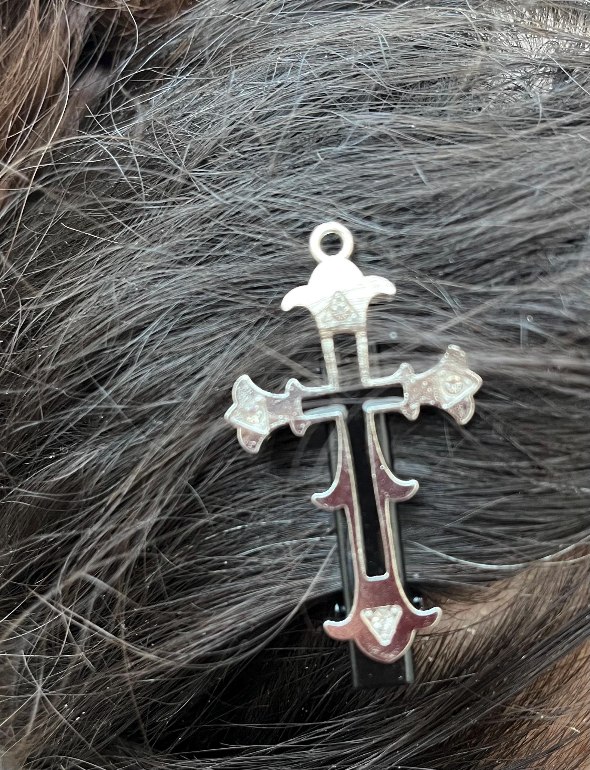 Gothic Cross Hair Clip, Black & Silver Tone (2 Pcs) - Etsy display picture 1