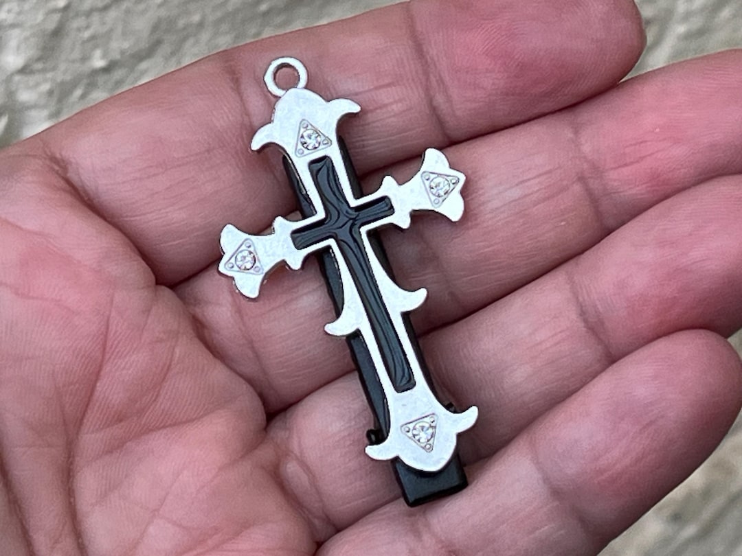 Gothic Cross Hair Clip, Black & Silver Tone (2 Pcs) - Etsy display picture 3