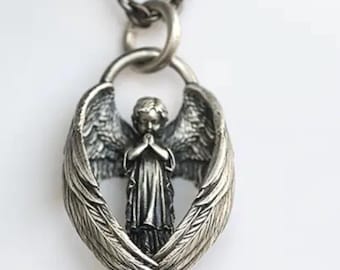 Collana con ciondolo con ali d'angelo medievali - Gioielli con amuleto gotico