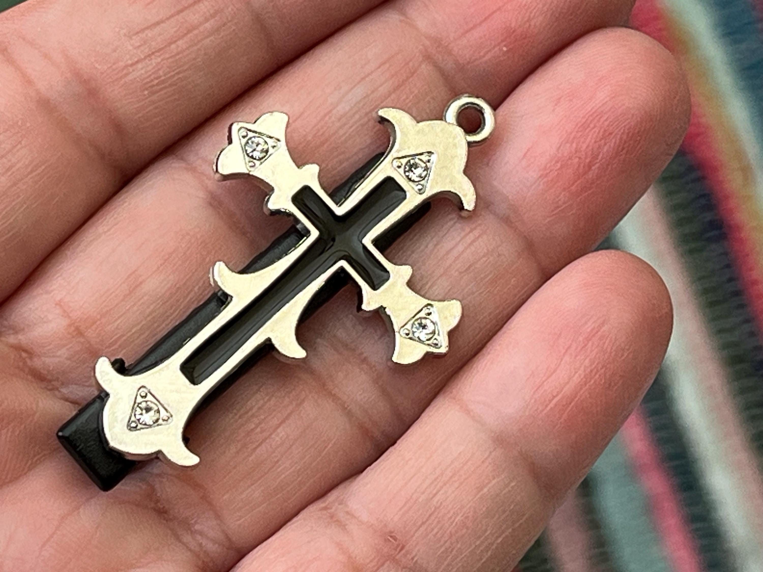 Elegant Black and Silver Cross Barrette Sterling Silver Cross Barrette- 2 1/2 main image 3