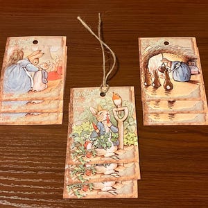 9 Peter Rabbit-kaartjes/kaartjes met touw voor je knutseldagboek plakboek notitieboek dagboek. Alleen gratis verzending voor het Verenigd Koninkrijk en Ierland.