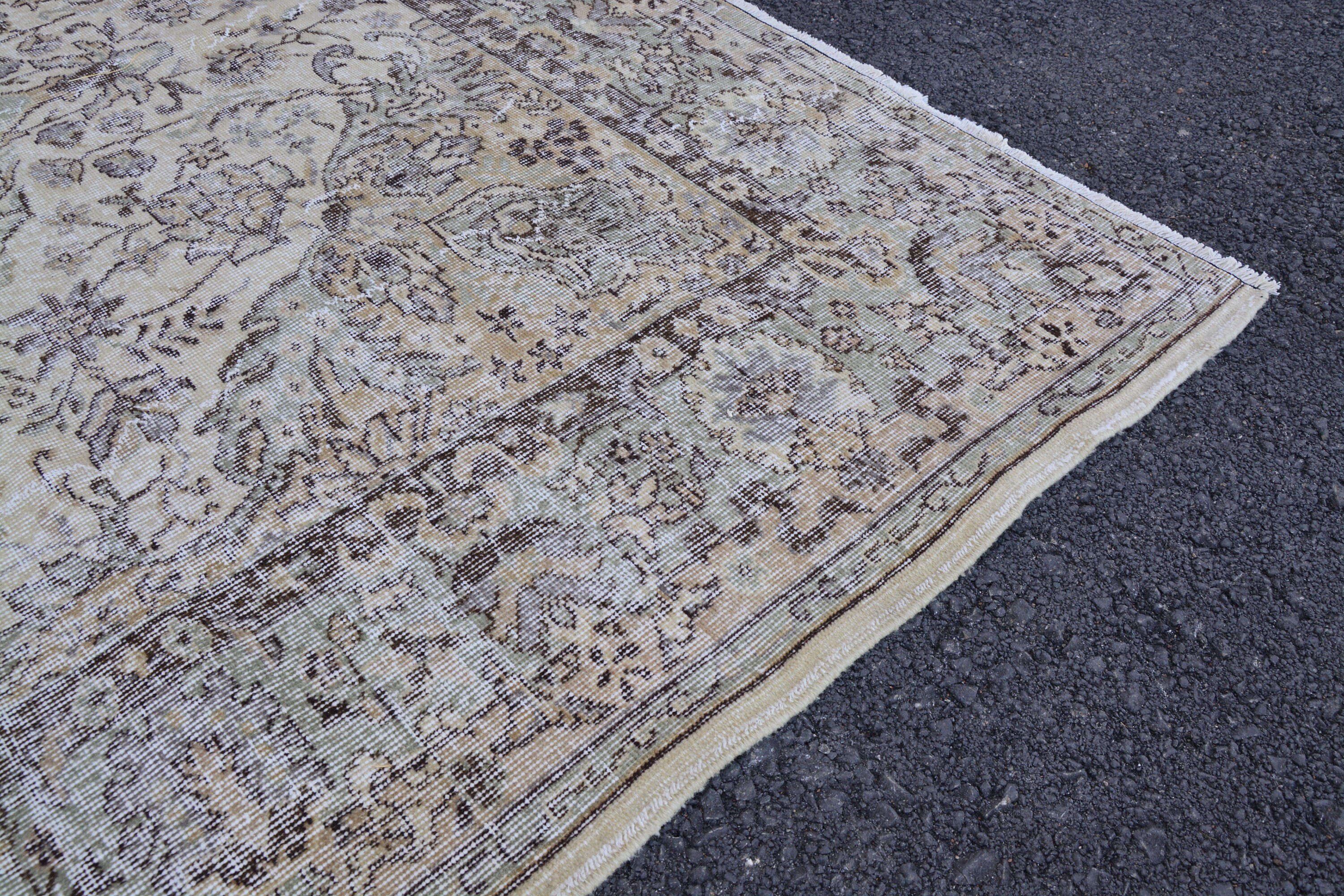 Muted Oriental Rug 7x10 Worn Turkish Rug Handknotted Etsy