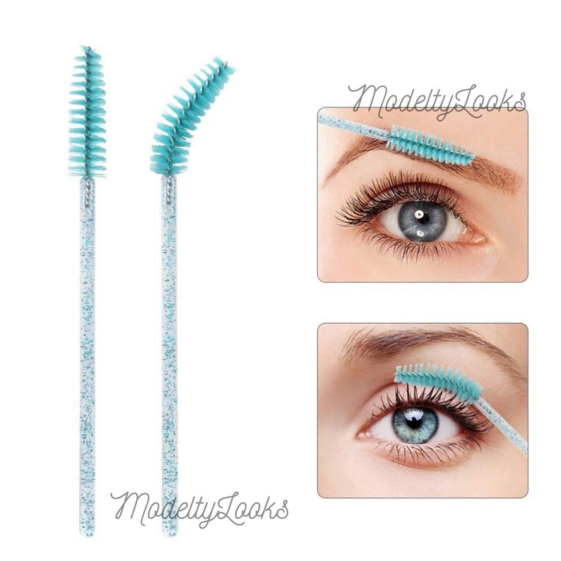 Glitter 50 Eyelash Brush Disposable Lash Extension Wand Etsy