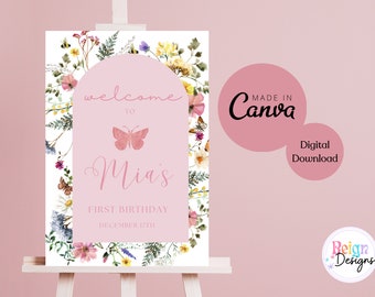 Wildflower Birthday Welcome Sign Template
