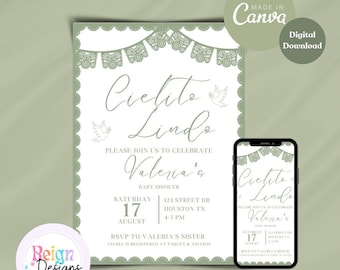 Cielito Lindo Green Baby Shower Invitation Template