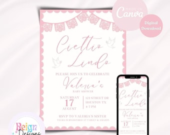 Papel Picado Baby Girl Shower Invitation Mexican
