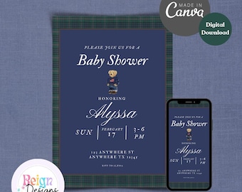 Bear Baby Shower Invitation Polo