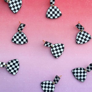 Karierte Baumeln | Polymer Clay Ohrringe | Handgefertigter Schmuck