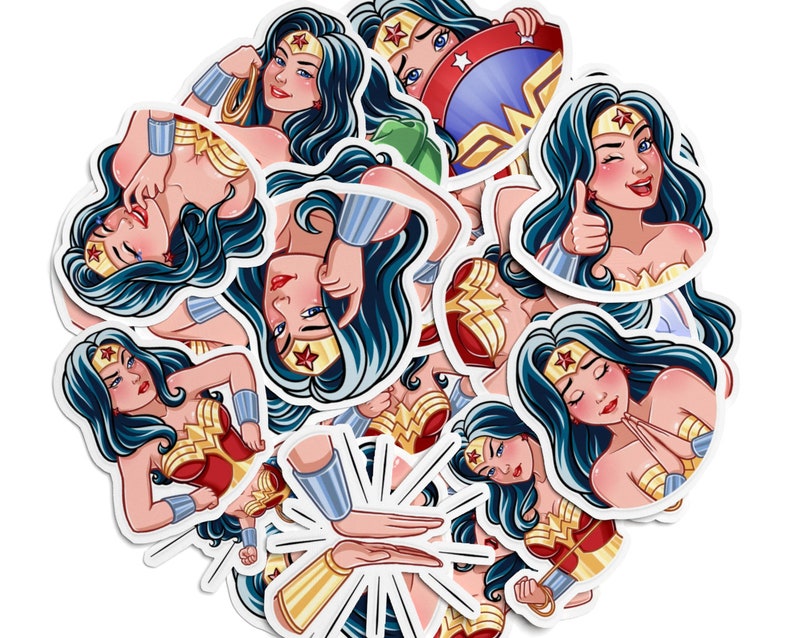 Wonder Woman art 25 pcs Sticker set Vinyl Car Decal Comics character Fanart sticker pack Girlish stickers Phone decal Random stickers Unique