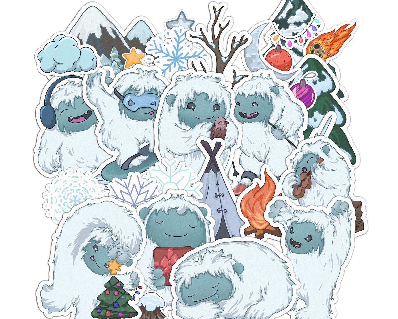 Happy Yeti 26 pcs sticker pack Bigfoot stickers Cute stickers Etsy